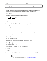 Worksheet Geometric Sequence Worksheet writing expression for geometric sequences worksheets squares lesson sample preview