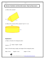 Worksheets Volume Of A Triangular Prism Worksheet volume of cylinders and triangular prisms worksheets lesson preview image