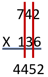 742 x 136 Column Long Multiplication Step 2