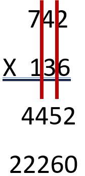 742 x 136 Column Long Multiplication Step 3
