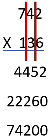 742 x 136 Column Long Multiplication Step 4