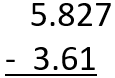 Decimal Subtraction- Line Up Decimals