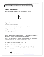 Angles in a Multi-Step Problems Worksheets