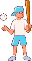 Boy with Baseball and Bat