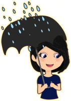 Girl Under Umbrella In Rain
