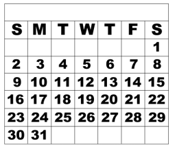 31 Day Calendar
